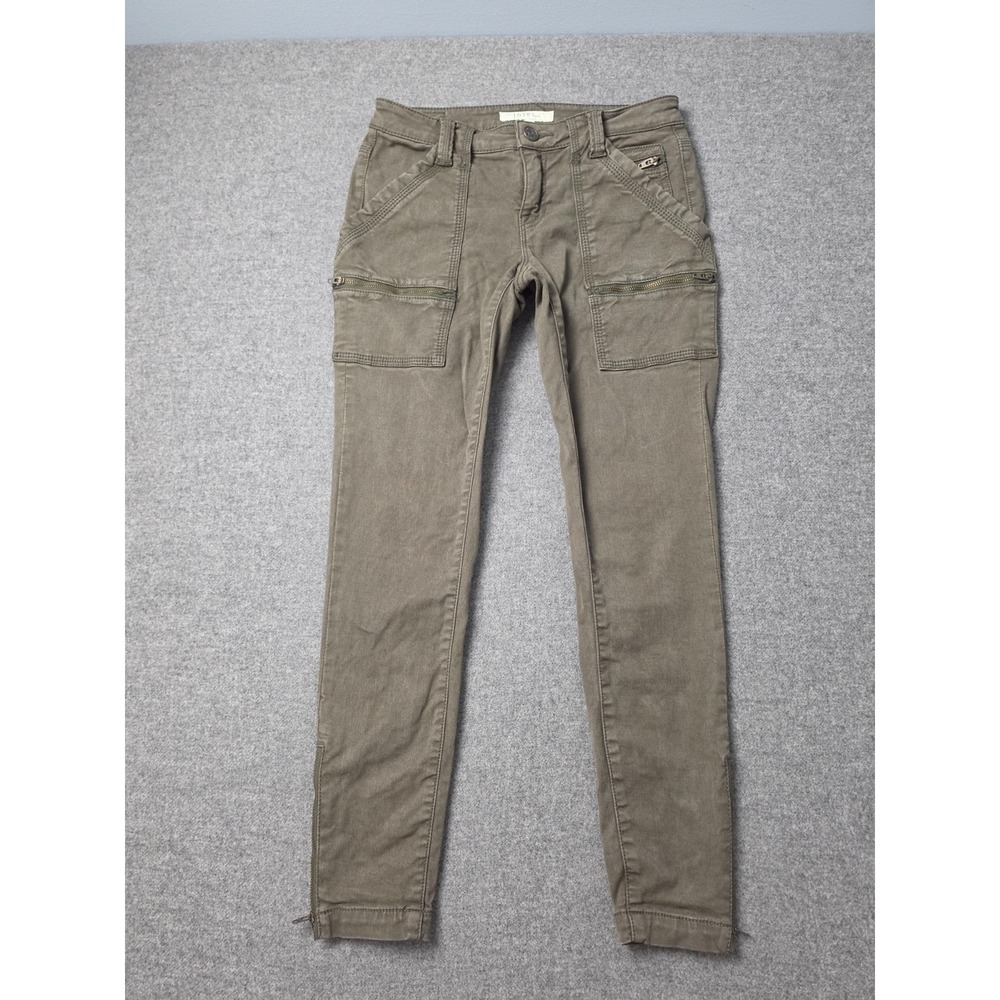 Joie Park Skinny Cargo Jeans Womens 25 Green Stretch Utility Pockets Ankle Zip